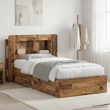 vidaXL Bedombouw met opslag Oud hout 80 x 200 cm Bewerkt, Verzenden, Nieuw