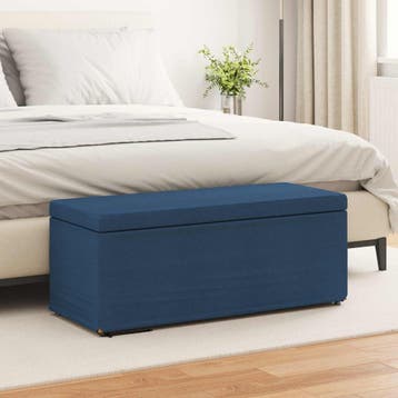 vidaXL Kruk Blauw 101 x 41 x 40 cm Stof en Geëngineerd Hout, Huis en Inrichting, Barkrukken, Verzenden, Nieuw