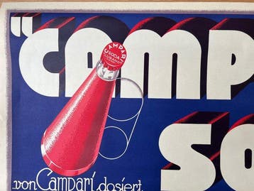 KOBRA CHIOZZANI - BANNER CAMPARI SODA - Jaren 1930, Antiquités & Art, Art | Dessins & Photographie