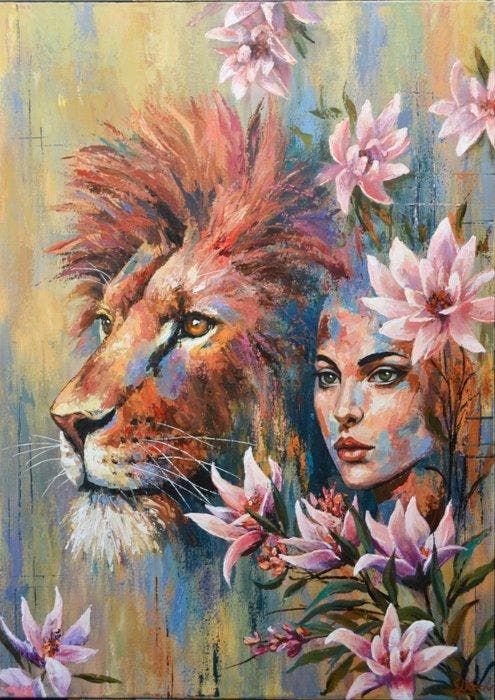 Isak W Koch - Spirit Animals - Collection 001 (Lion) & 002, Antiquités & Art, Art | Peinture | Moderne