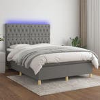 vidaXL Boxspring met matras en LED stof donkergrijs 140x200, Verzenden