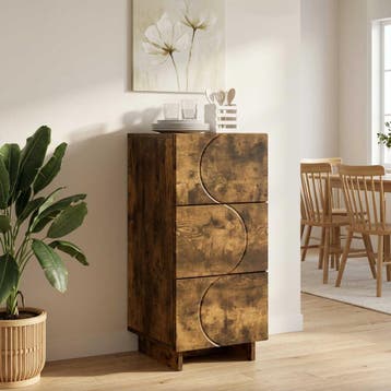 vidaXL Dressoir Gerookt eiken 33.5 x 34.5 x 75 cm Bewerkt, Verzenden, Nieuw