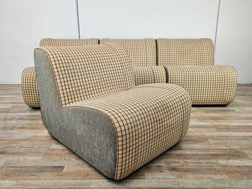 Fauteuil - Modulaire fauteuils in stof met ruitdessin -