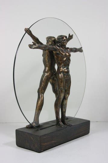 Sculpture, Vitruvian Man - 25 cm - Résine, verre