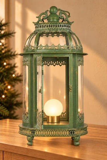 Lantaarn - Glas, Metaal - Kleine groene lantaarn, Nieuw