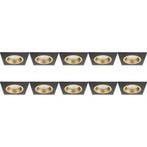 Spot Armatuur 10 Pack - GU10 Inbouwspot - Zwart/Goud Alumini, Verzenden, Nieuw