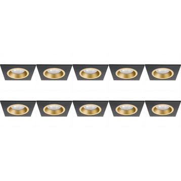 Spot Armatuur 10 Pack - GU10 Inbouwspot - Zwart/Goud Alumini, Verzenden, Nieuw