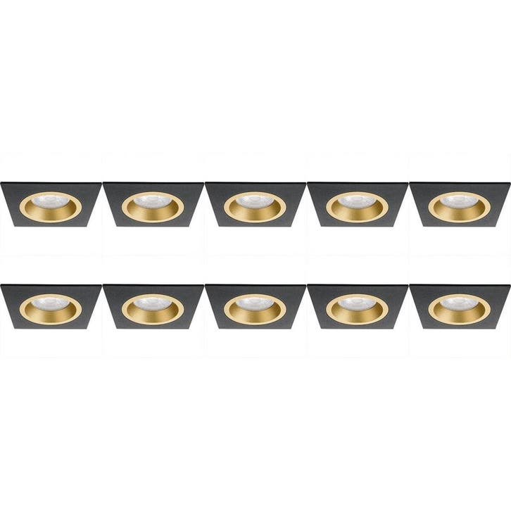 Spot Armatuur 10 Pack - GU10 Inbouwspot - Zwart/Goud Alumini, Maison & Meubles, Lampes | Autre, Envoi