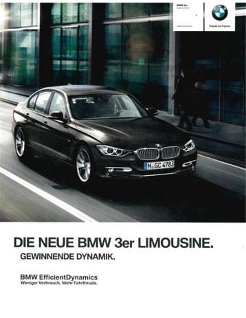 2011 BMW 3 SERIE SEDAN BROCHURE DUITS, Nieuw