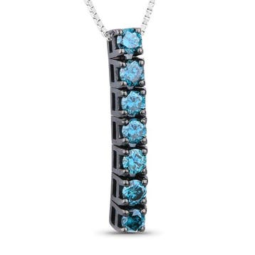 Pendentif - 18 carats Or blanc - 0.19ct. tw. Bleu Diamant