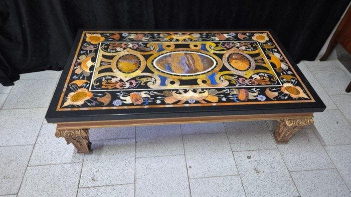 Table basse - Marbre, scagliola - Plateau de table en, Antiek en Kunst, Antiek | Meubels | Stoelen en Sofa's