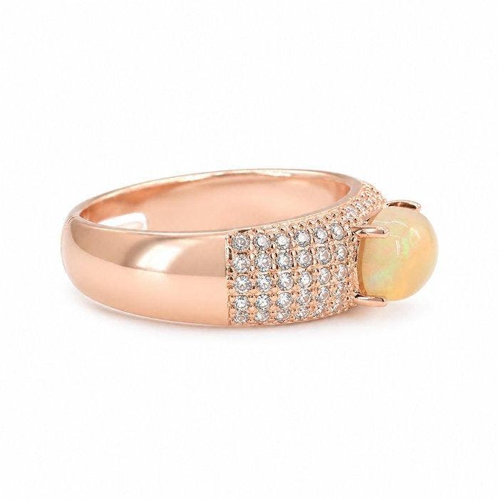 Zonder minimumprijs - Ring Verguld Opaal - Diamant - 18k, Handtassen en Accessoires, Ringen