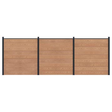 vidaXL Hekpaneel 3 pcs WPC en Aluminium Bruin, Verzenden, Nieuw