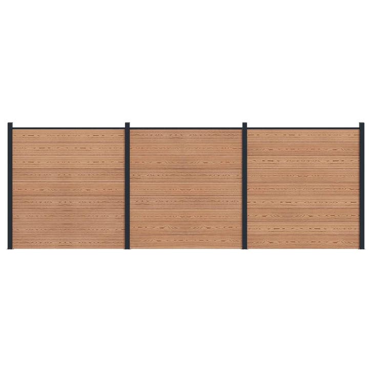 vidaXL Hekpaneel 3 pcs WPC en Aluminium Bruin, Jardin & Terrasse, Clôtures de jardin, Envoi