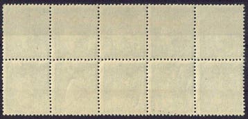 Belgique 1950 - 4 Fr. Poortman en bloc de 10, imprimé sur, Gestempeld