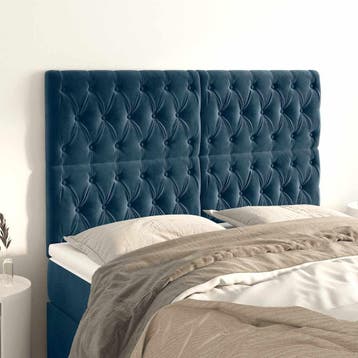 vidaXL Hoofdbord donkerblauw 144x7x118/128 cm fluweel, Verzenden, Nieuw