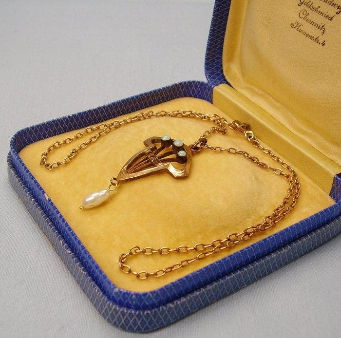 Zonder minimumprijs - Hanger Tombak, Golddoublé - 1.16ct., Handtassen en Accessoires, Antieke sieraden