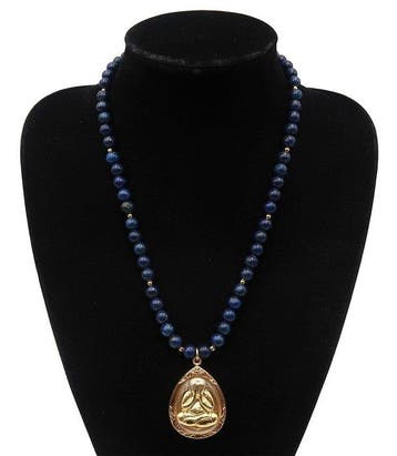 Lapis lazuli - Halsketting Phra Pidta – Heilige amulet uit