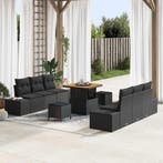 vidaXL Tuinbank Set met kussen met opslag 9 pcs Zwart Poly, Verzenden, Nieuw