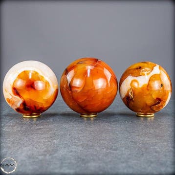 Natuurlijke carneool-kogels – Expressief driedelig set met