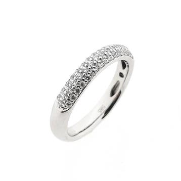 Witgouden pavéring met zirconia, Handtassen en Accessoires, Ringen, Gebruikt, Ophalen of Verzenden, 17 tot 18, Met edelsteen