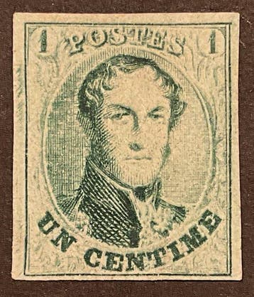 Belgique 1861 - Leopold 1 : Médaillon 1c Vert - 10c Marron -