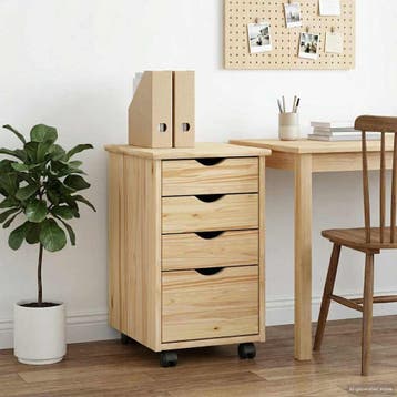vidaXL Rollende kast met wiel Bruin 34 x 39 x 56 cm Massief, Verzenden, Nieuw