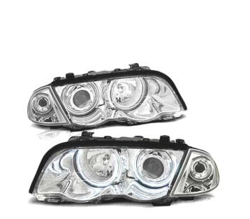 PHARES POUR BMW E46 98-01 ANGEL EYES CCFL CHROMÉ, Verzenden
