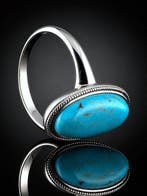Turkoois Grote Ovale Steen Ring - 925 Sterling Zilver -