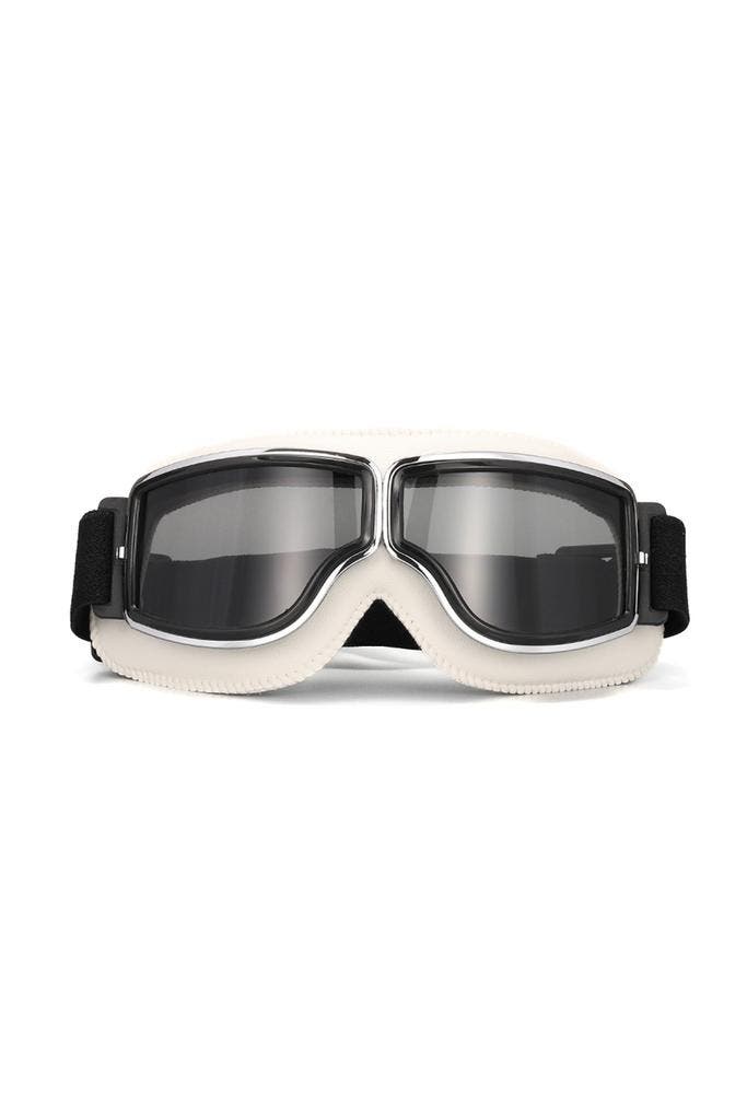 Goggles Motorbril Skibril Bril Wit Montuur Zwarte Glazen Lea, Kleding | Heren, Carnavalskleding en Feestkleding, Nieuw, Ophalen of Verzenden