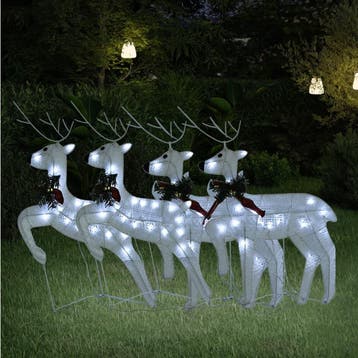 vidaXL Kerstrendieren 4 st 80 LEDs wit, Verzenden