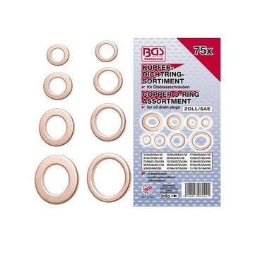 Assortiment koperen ringen INCH maten 75 delig (ONDERHOUD), Verzenden, Nieuw