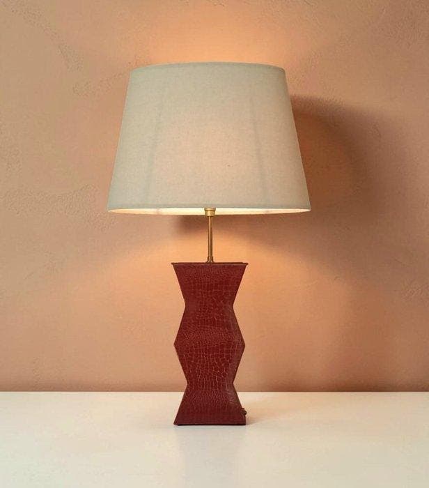 Lamp - Moderne stijl - Messing, Nep krokodillenleer, Antiquités & Art, Curiosités & Brocante