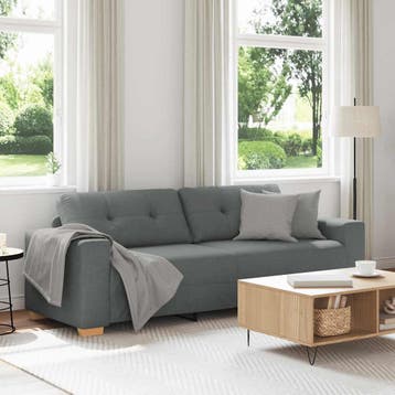 vidaXL 3-zitsbank / zetel donkergrijs 220x78x80 cm stof, Verzenden, Nieuw