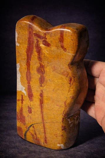 Sunset getinte jaspis vrije vorm | Yellow Stone met rode