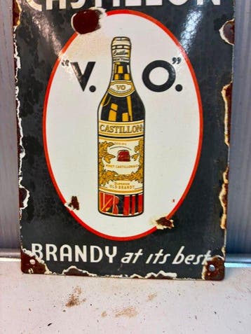Castillon V.O. Brandy – Emaille Reclamebord - Emaille bord -, Antiek en Kunst