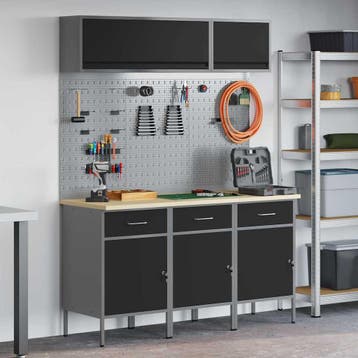 vidaXL Werkkast Set met lade met opslag met slot 8 st Zwart, Verzenden