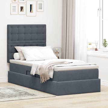 vidaXL Opslag bed met matras Donkergrijs 90 x 200 cm Fluweel, Verzenden, Nieuw