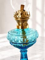 Lamp - Glas, Kristal, Messing - Petroleumlamp L&B
