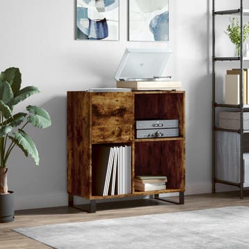 vidaXL Platenkast 84,5x38x89 cm bewerkt hout gerookt, Huis en Inrichting, Woonaccessoires | Cd- en Dvd-rekken, Verzenden, Nieuw
