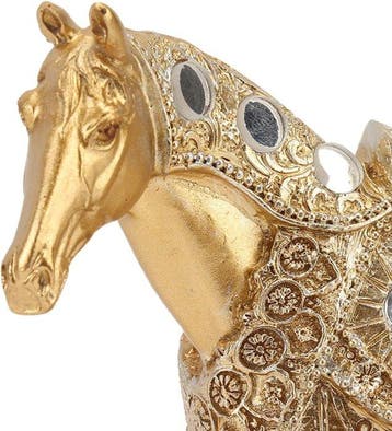 Sculpture, Gold Horse Sculpture – Symbolic Resin Ornament of, Nieuw