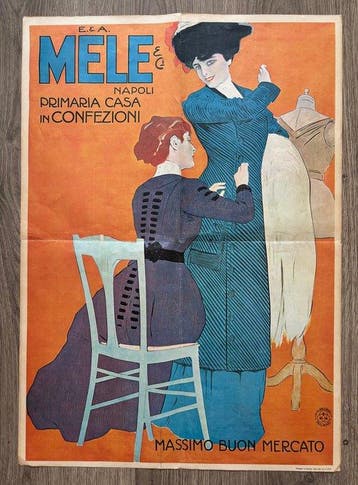 Leopoldo Metlicovitz - Manifesto pubblicitario Mele – Napoli, Antiek en Kunst
