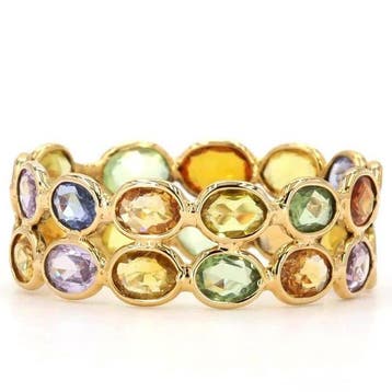Eeuwigheidsring - 18 karaat Geel goud - 3.97ct. tw. Saffier