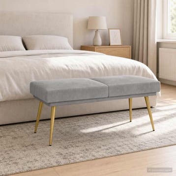vidaXL Dubbel-laags bank Lichtgrijs 120 x 45 x 46 cm Fluweel, Huis en Inrichting, Verzenden, Nieuw