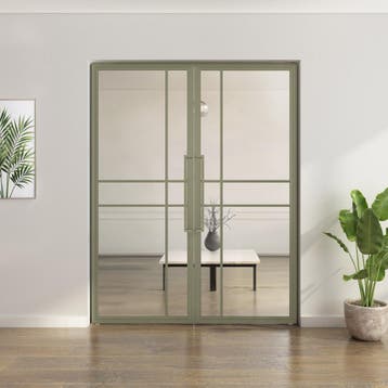 Dubbele stalen taatsdeur 6 Vlaks Olijfgroen Moderne look Lux, Overige typen