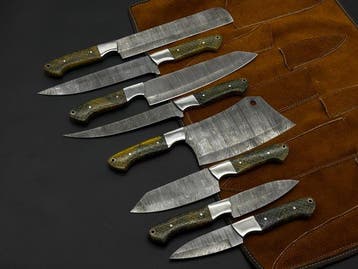 Japanese Style Kitchen Knife SET With Leather BAG Included -