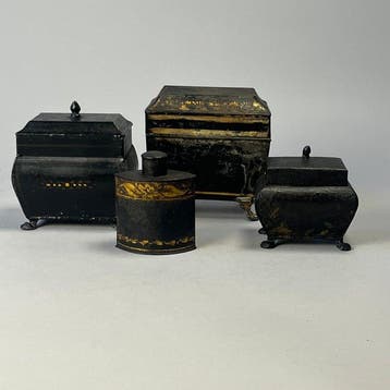 Cercueil - Tole décorée du XIXe siècle - boîtes à thé sur