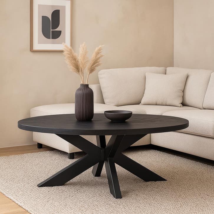 Salontafel Mangohout Ovaal Oscar Zwart, Maison & Meubles, Tables | Tables de salon, Envoi