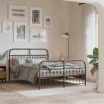 vidaXL Bedframe met hoofd- en voeteneinde metaal zwart, Verzenden