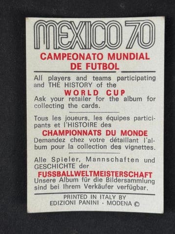 1970 Panini Mexico 70 World Cup, - Mexico: Juan Alvarado - 1